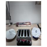 toaster, waffle iron, electric knife and mini