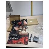 2 Merry Christmas Cat light up solar- needs