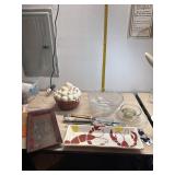 Crawfish tray, Block Egg Basket cookie jar, punch