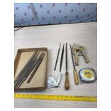 Rasps and files, tape measure, pipe cutter and