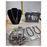 3 necklaces, bag of Halloween Jewelry and New