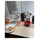 Trash bags, paper Thanksgiving plates,  chopper,
