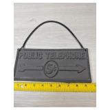 Cast Public Telephone Sign