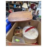 Wood stool, planter, cup cake & cake taker and