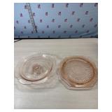 2 Pink Depression Cake Plates