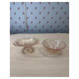 Small pedestal dish abs bowl. Pink depression