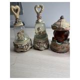 3 horse music boxes, 2 work, roses under glass