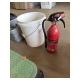Bucket and full Fire extinguisher full