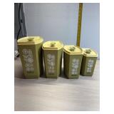Vintage 1970s Luster Wear Avocado Green Canisters