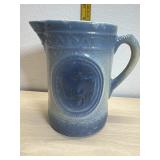 Vintage B&W Stoneware pitcher with Grazing Cows