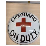 Lifeguard on duty sign