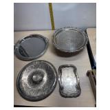 4 pc of Silverplate Serving: Tray, Cake plate,