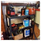 Metal shop shelf and all contents, bring boxes