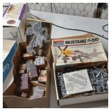 Mustang P-51D model & wood stamps