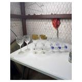 4 Noritake Handmade Crystal goblets, 2 etched