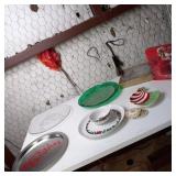 Christmas serving dishes and candle holder