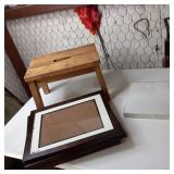 Wood stool and picture frames