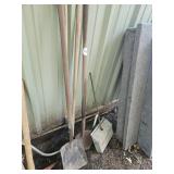 Shovels rake and saw