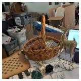 Basket, sheep wall hanging,wind chimes and golden