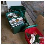 4 totes 3 with lids of Christmas decorations