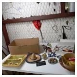 Sunflower dish, ikea candle holders, baskets and