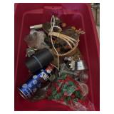Tote of Christmas Decorations