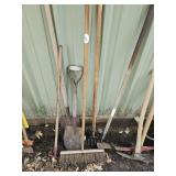 Shovels, hoe, broom