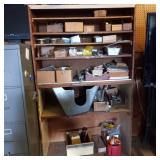 Wood cabinet and contents 40"x16"x66" bring boxes
