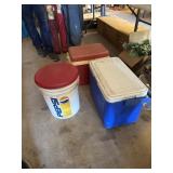 Pepsi fishing bucket and 3 coolers