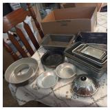 Lg.lot of loaf pans, steamer and pie plates