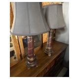 Leather Clad pair of lamps