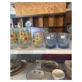 5 high ball, 2 on the rocks glasses sunflower &7