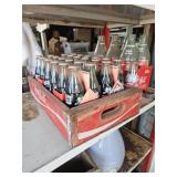 Coca-Cola wood crate and bottles