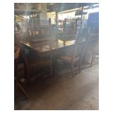 Table 6 chairs and leaf 64ï¿½x42ï¿½x30ï¿½, leaf is 18ï¿½