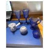 Vintage cobalt glassware and other