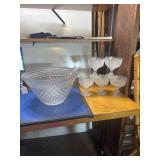 Punch Bowl and ladle , 5 diamond d dishes