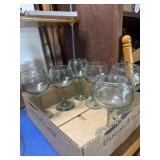 Mexico stemmed glasses 6, 2 blue and 3 pink