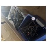 2 tote of plastic and wire hangers
