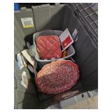 Tote of kitchen utensils