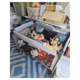 Play pen and stuffed animals