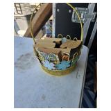 Metal basket and books