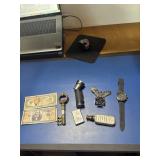 Key, fake money, Huile Oil can, lighter