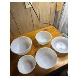 Milk glass mixing and serving bowls