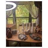 Apple Coasters, angle, cast iron trivets, vases