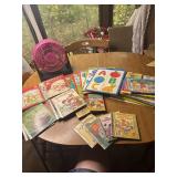 Several Little golden books, kids puzzles and