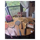 Rackets and luggage cart