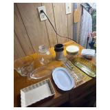 Glasbake Fish dish, bowl, small platter, cracker