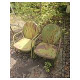 2- vintage metal patio chairs