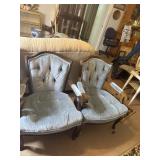 2 light blue velvet Occasional chairs