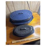 1 blue and 1 black Roasting Pans